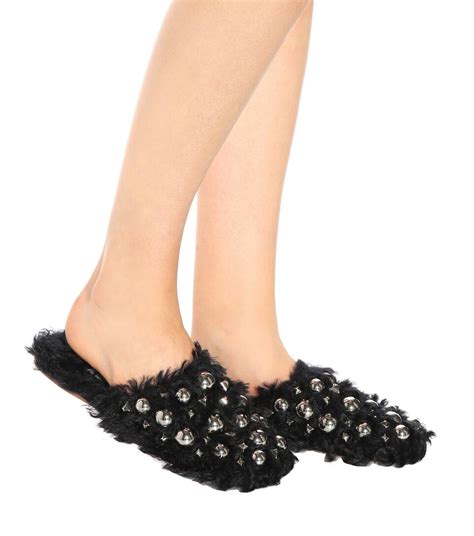 miu miu embellished slippers|Miu Miu.